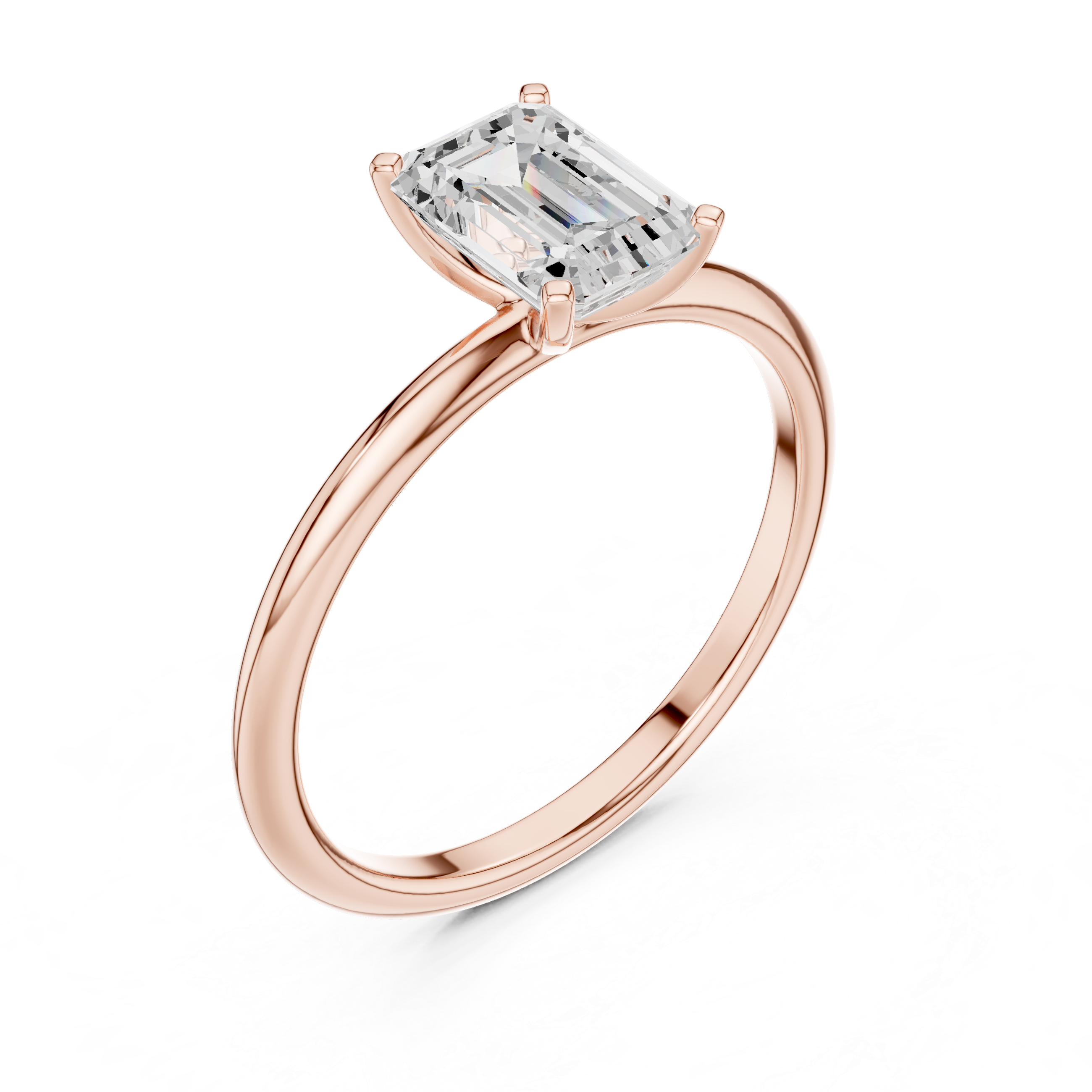 Emerald cut Solitaire Lab Grown Diamond Ring