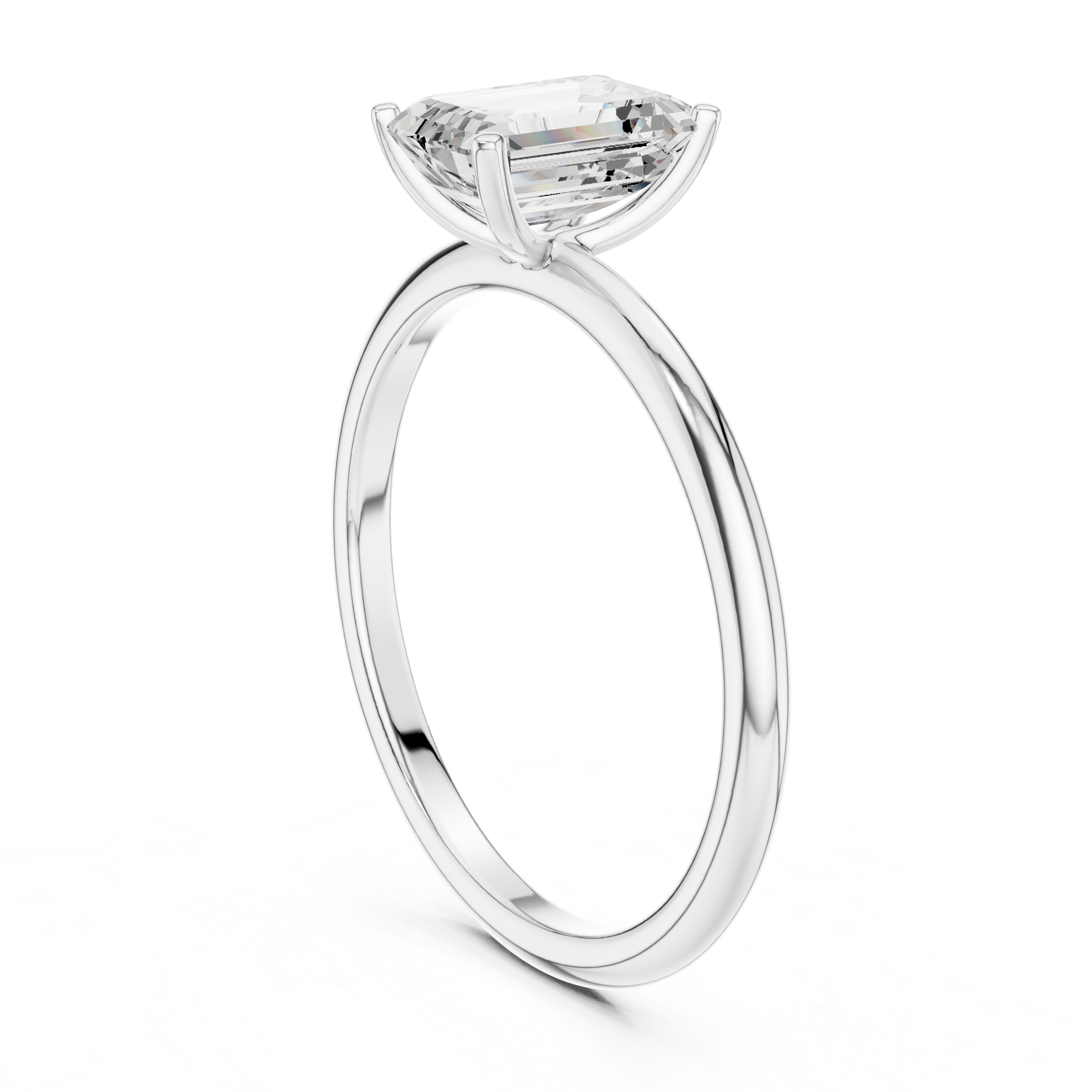 Emerald cut Solitaire Lab Grown Diamond Ring