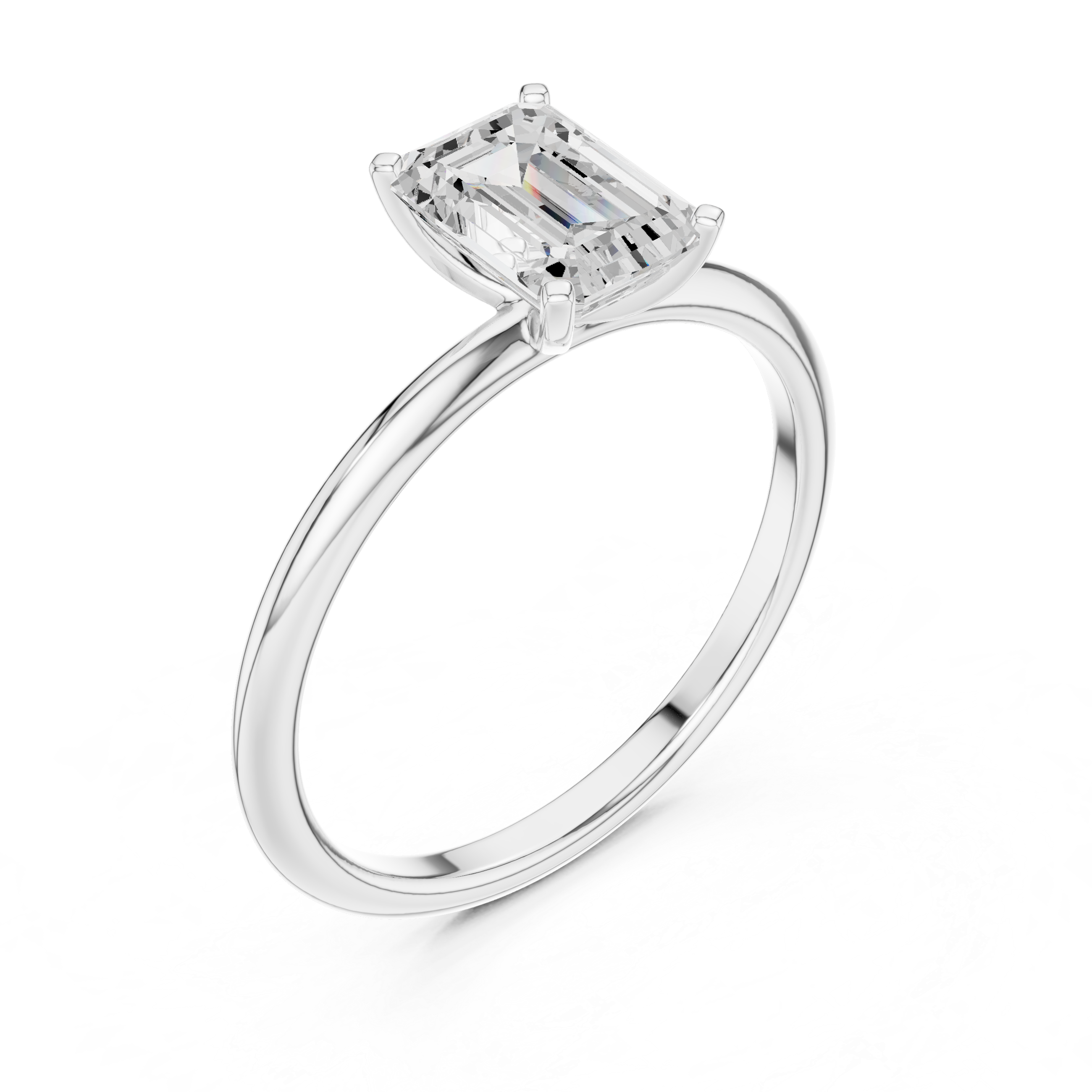 Emerald cut Solitaire Lab Grown Diamond Ring