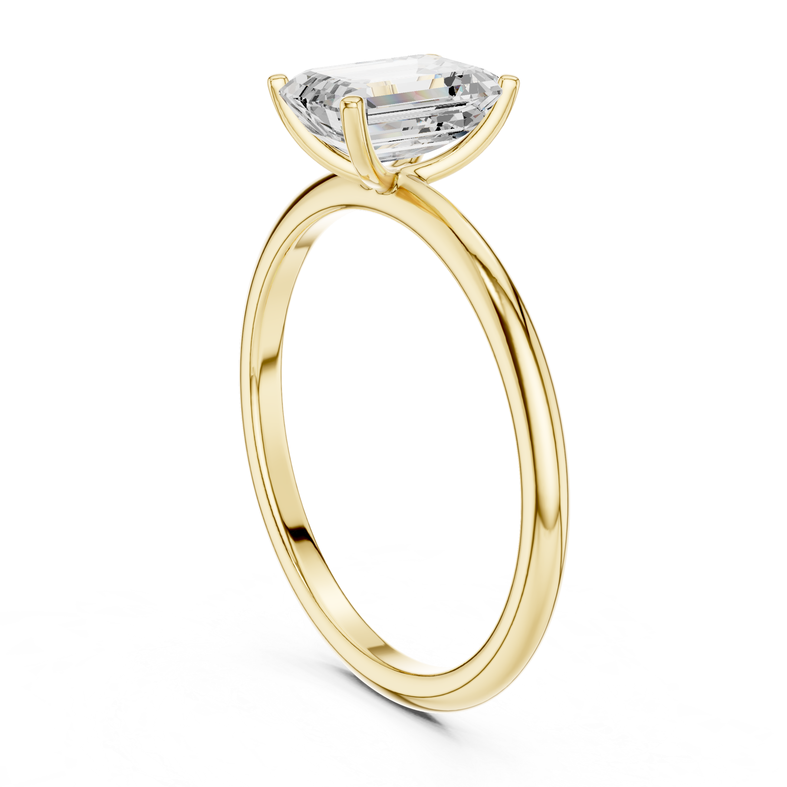 Emerald cut Solitaire Lab Grown Diamond Ring