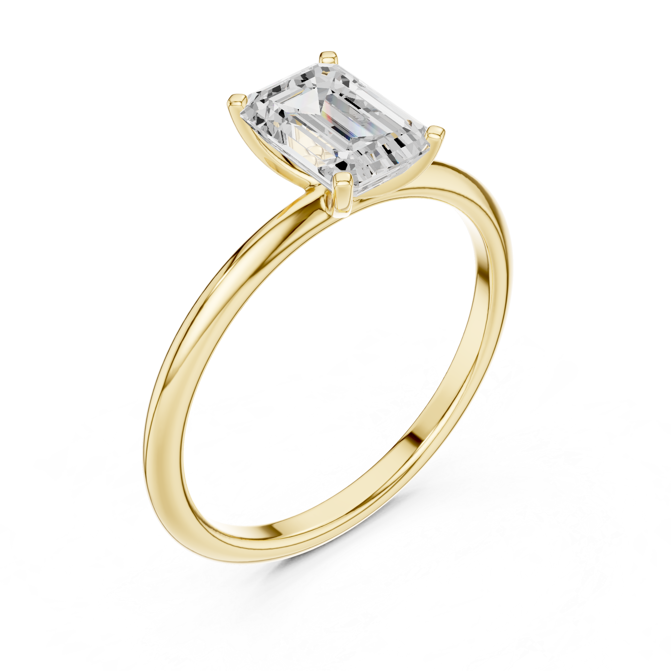 Emerald cut Solitaire Lab Grown Diamond Ring