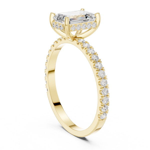 Emerald Cut Solitaire & Round Diamond Lab Grown Diamond Ring