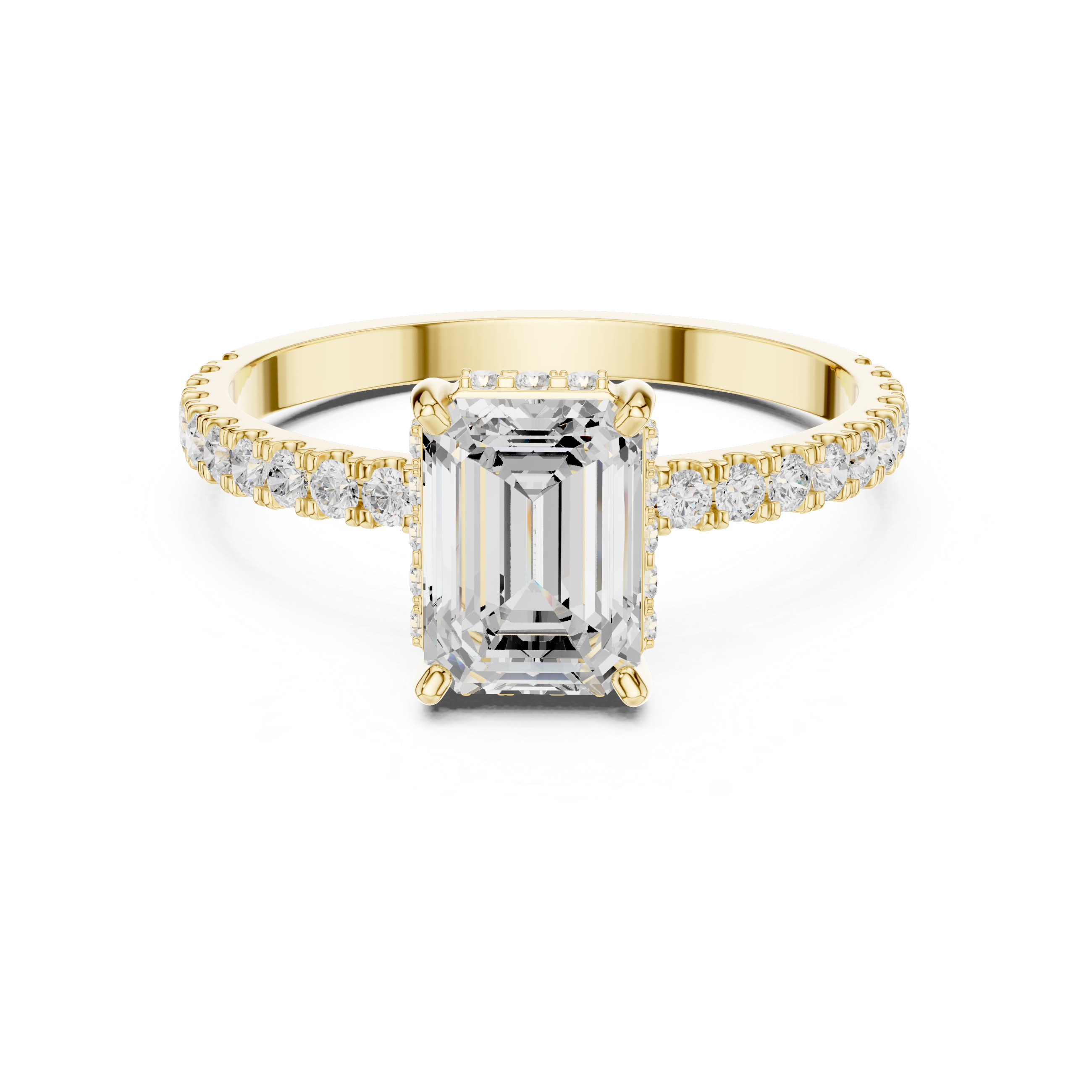Emerald Cut Solitaire & Round Diamond Lab Grown Diamond Ring