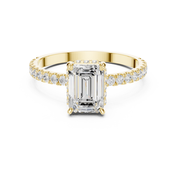 Emerald Cut Solitaire & Round Diamond Lab Grown Diamond Ring