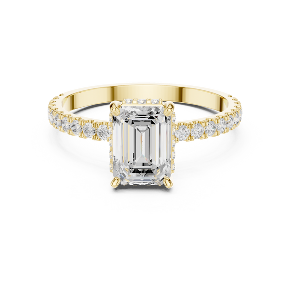 Emerald Cut Solitaire & Round Diamond Lab Grown Diamond Ring