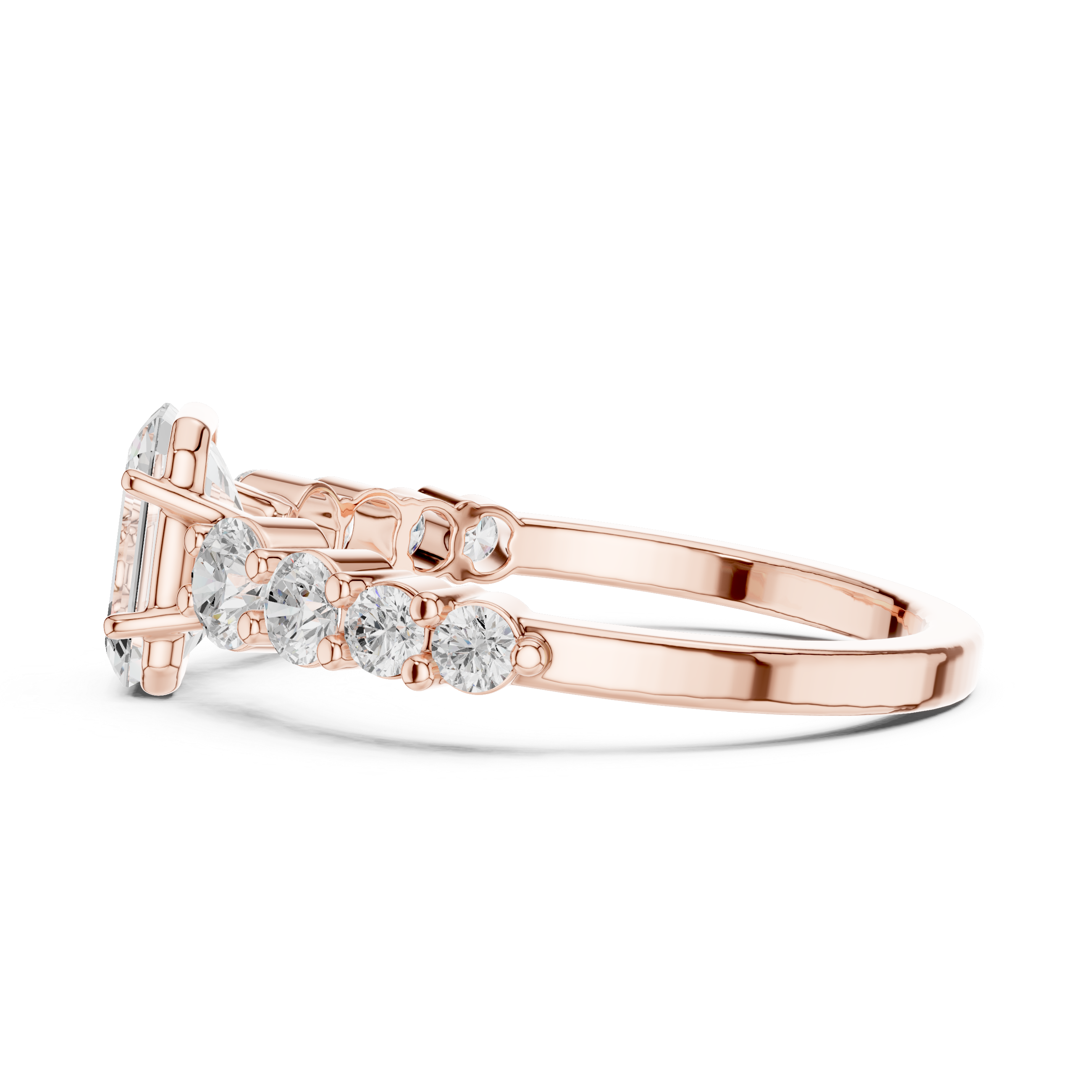 1 ct Emerald Cut Solitaire & Round Diamond Lab Grown Diamond Ring