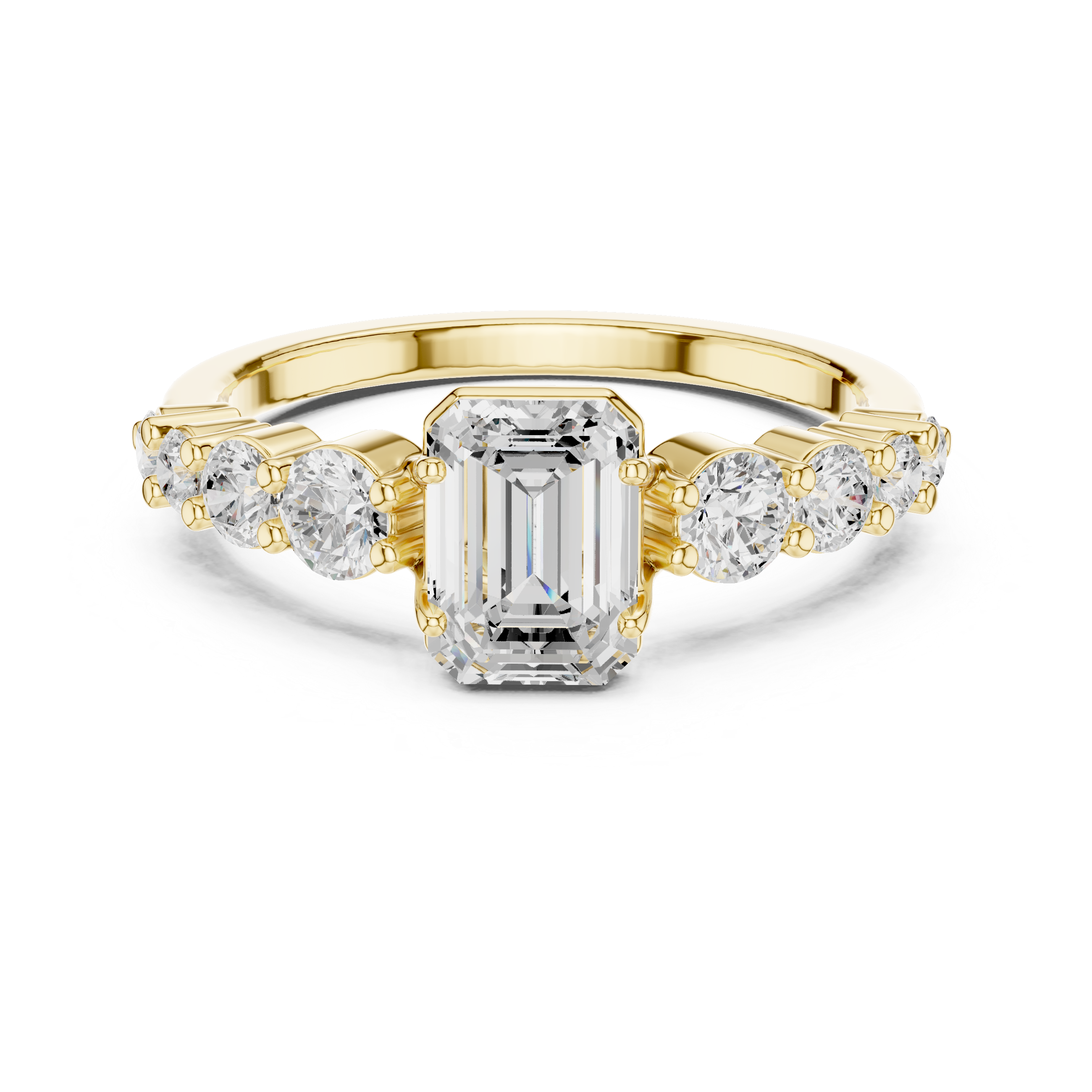 1 ct Emerald Cut Solitaire & Round Diamond Lab Grown Diamond Ring