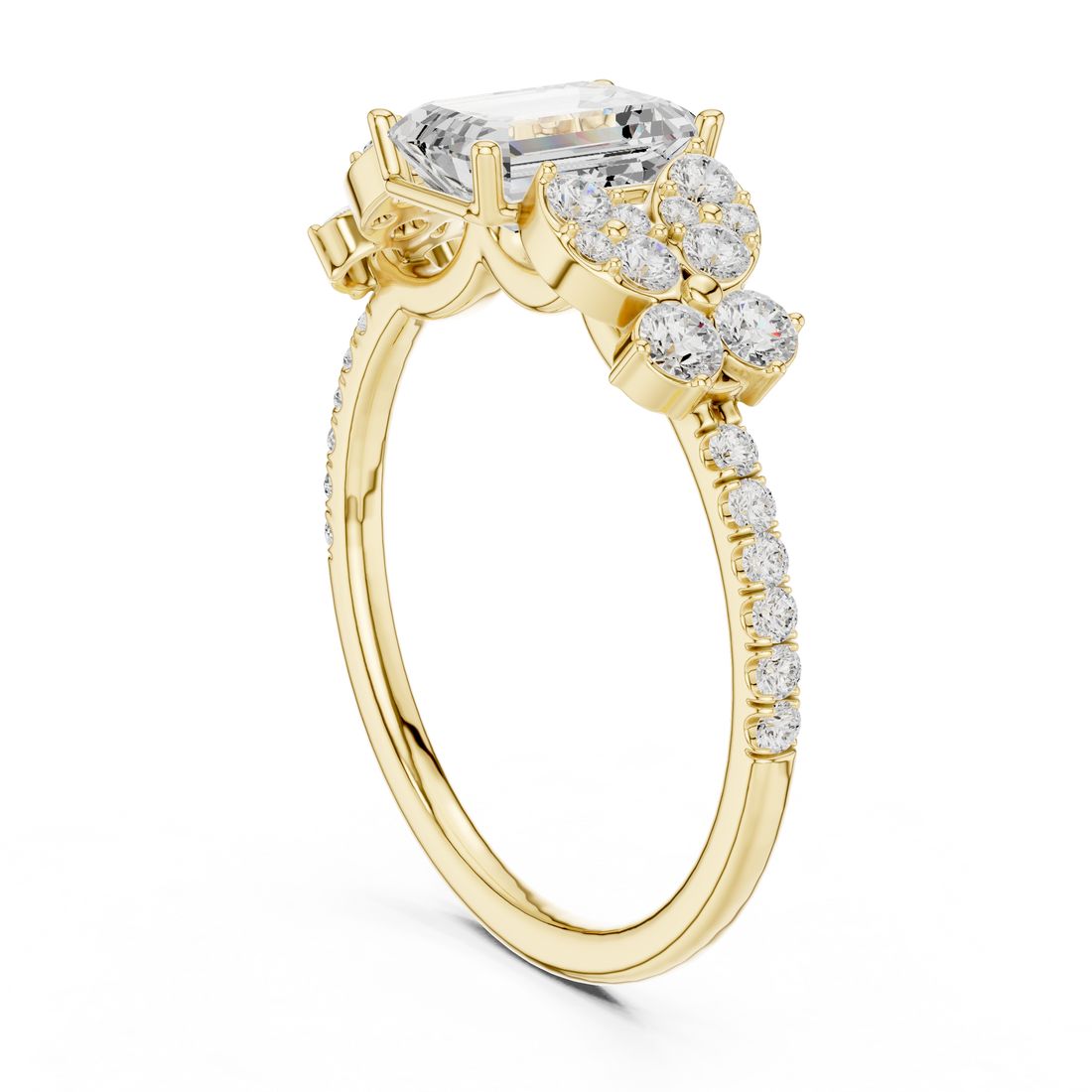1 ct Emerald Cut & Round Diamond Lab Grown Diamond Ring