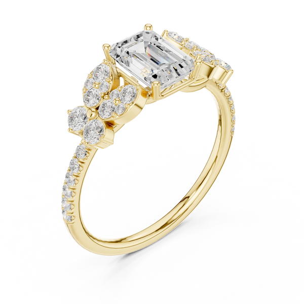 1 ct Emerald Cut & Round Diamond Lab Grown Diamond Ring