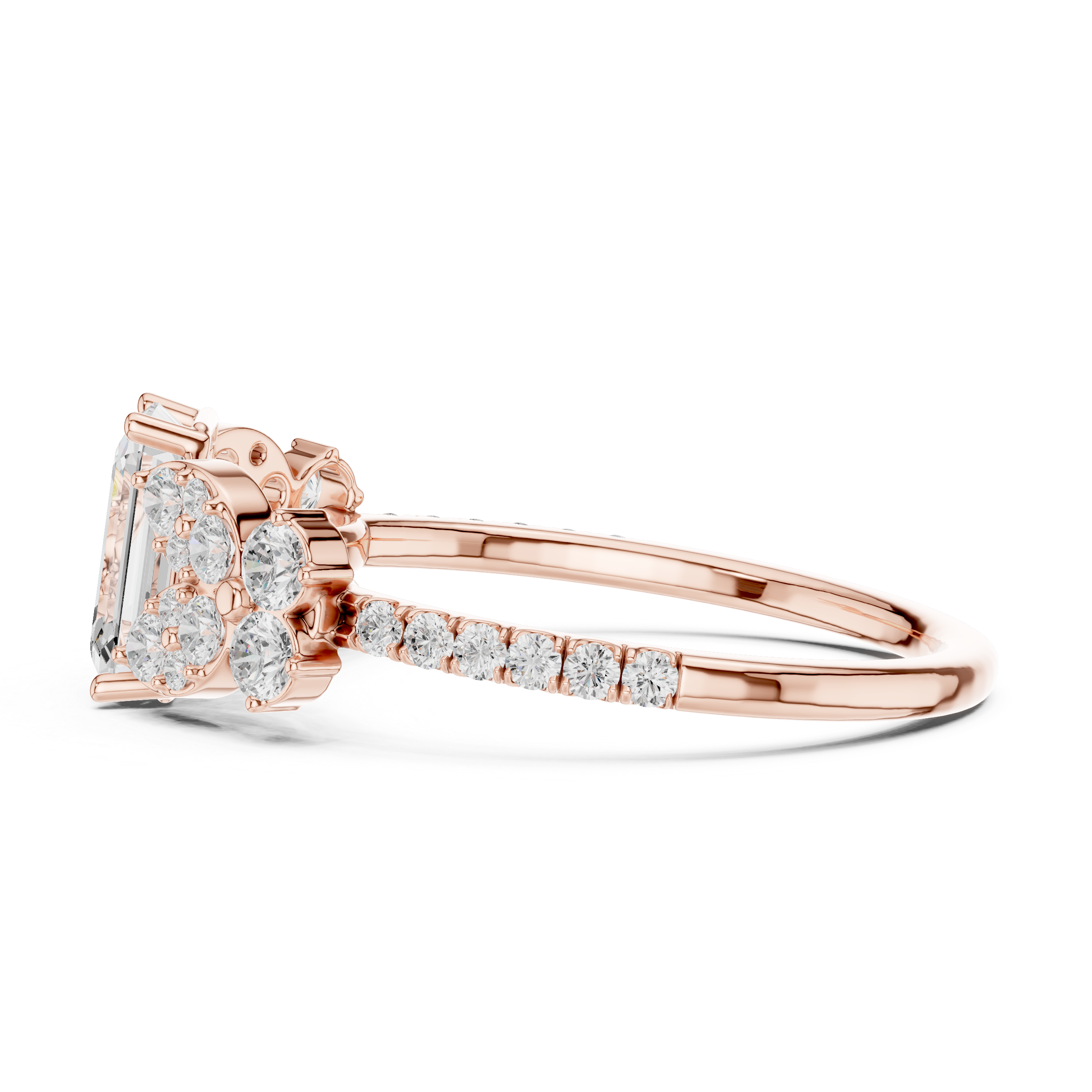 1 ct Emerald Cut & Round Diamond Lab Grown Diamond Ring