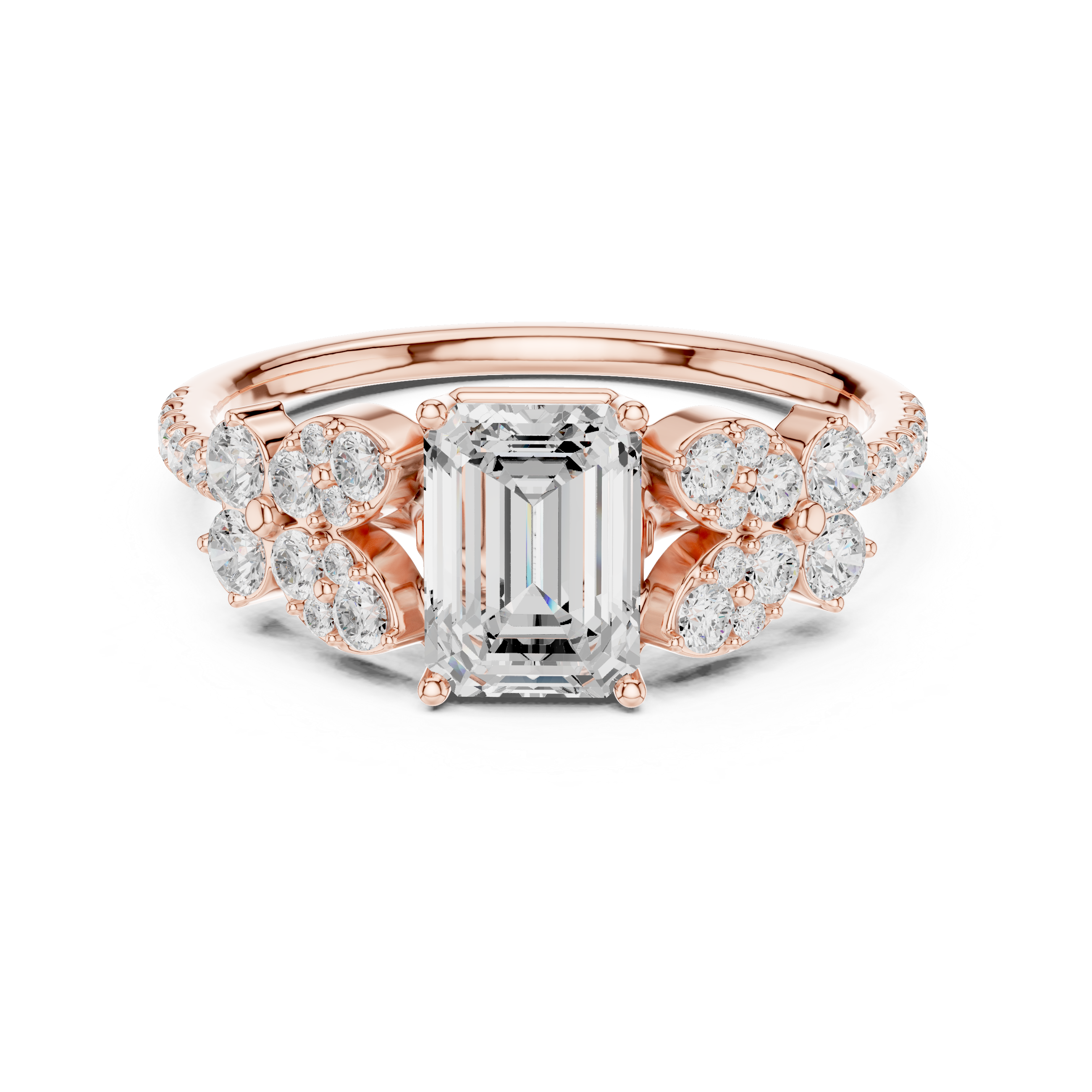 1 ct Emerald Cut & Round Diamond Lab Grown Diamond Ring