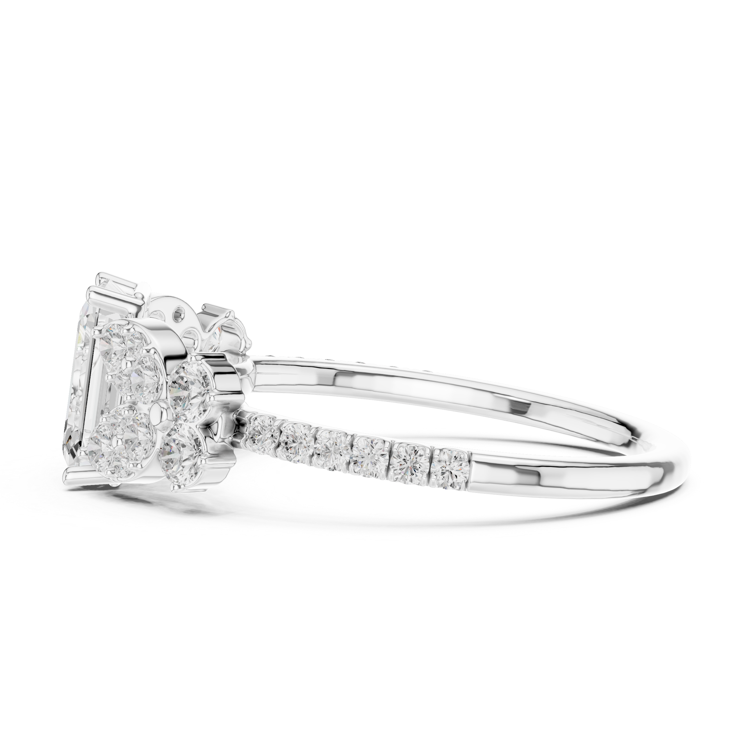 1 ct Emerald Cut & Round Diamond Lab Grown Diamond Ring