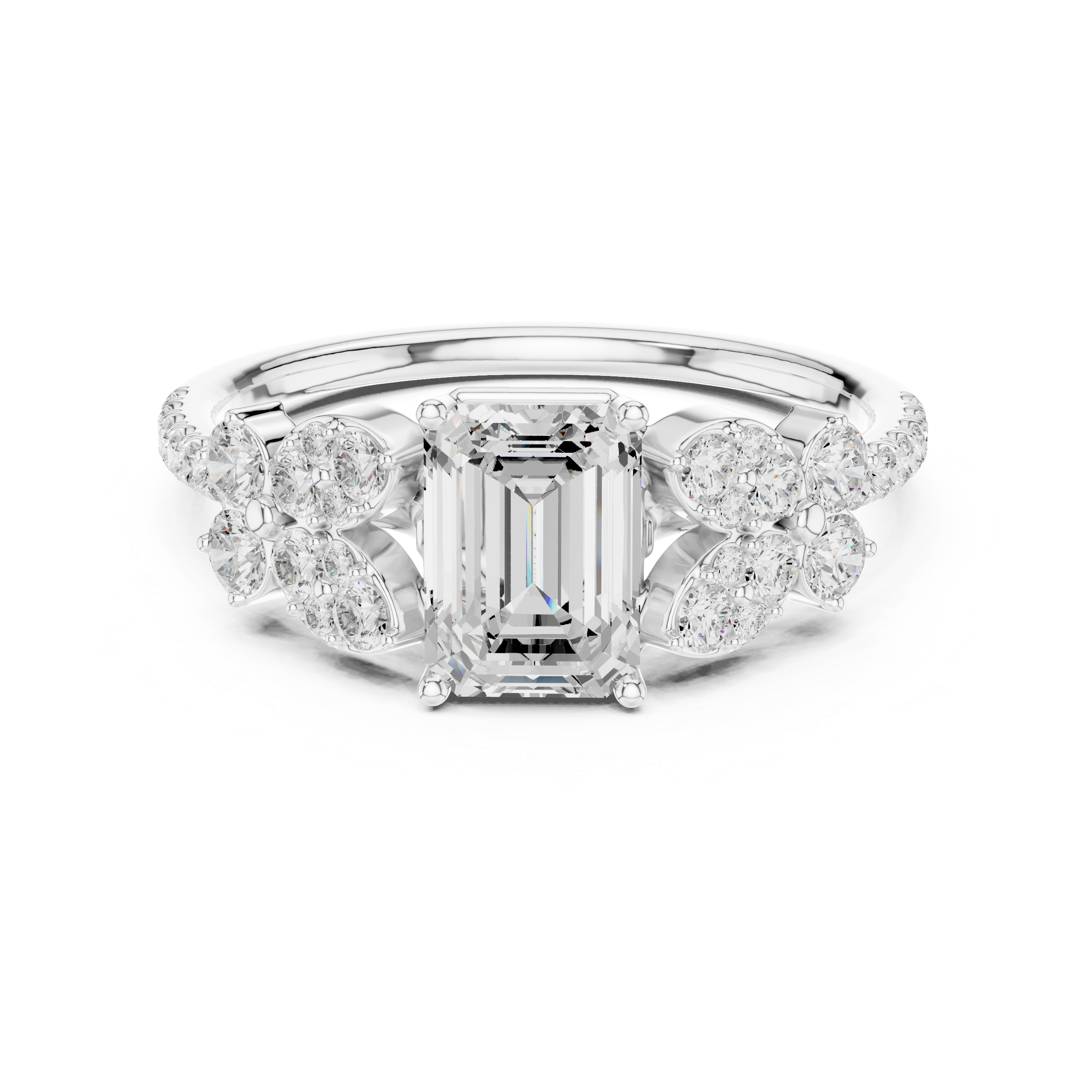 1 ct Emerald Cut & Round Diamond Lab Grown Diamond Ring