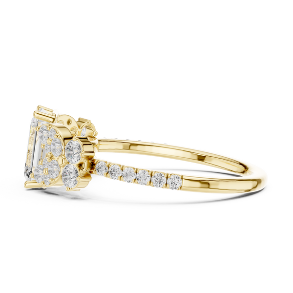 1 ct Emerald Cut & Round Diamond Lab Grown Diamond Ring