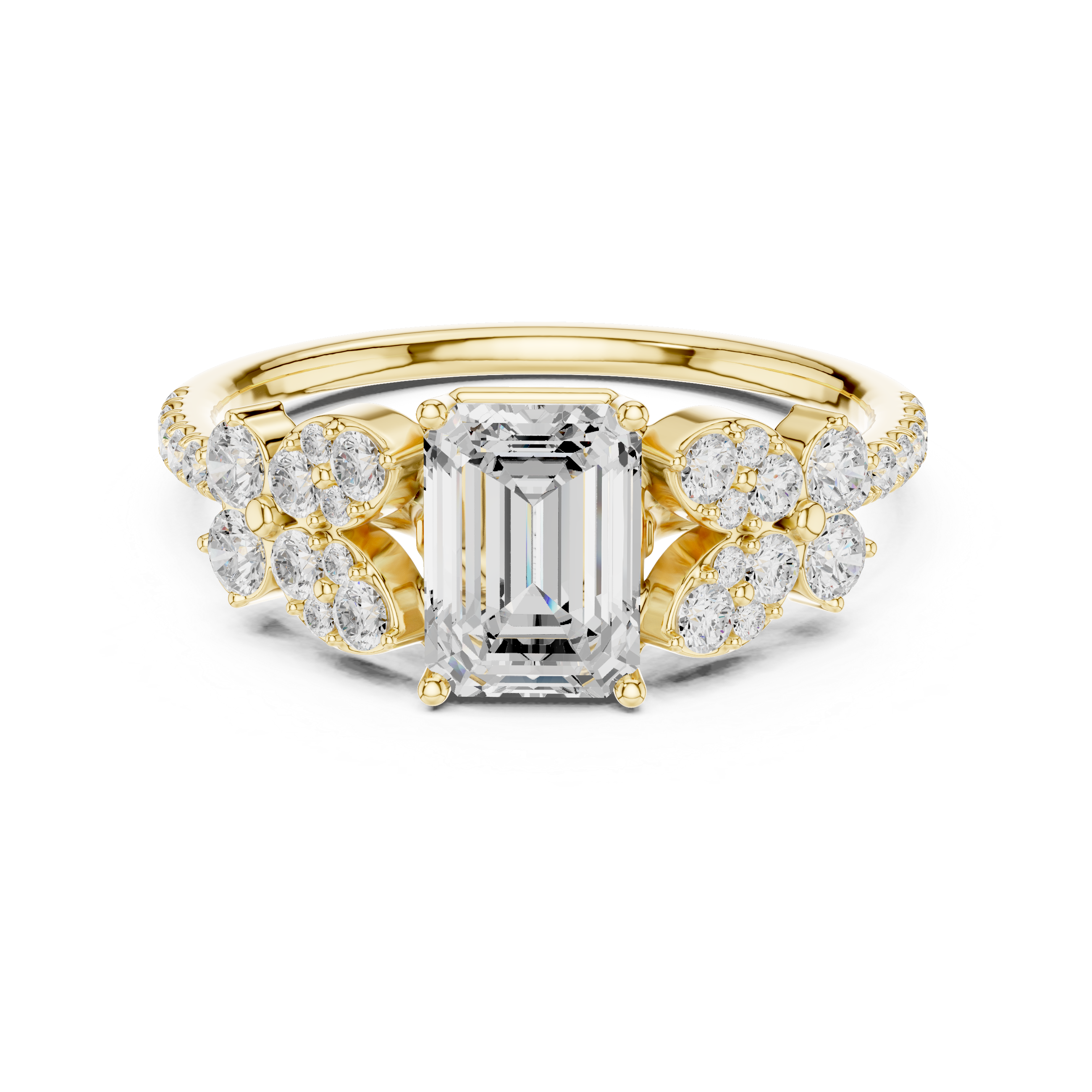 1 ct Emerald Cut & Round Diamond Lab Grown Diamond Ring