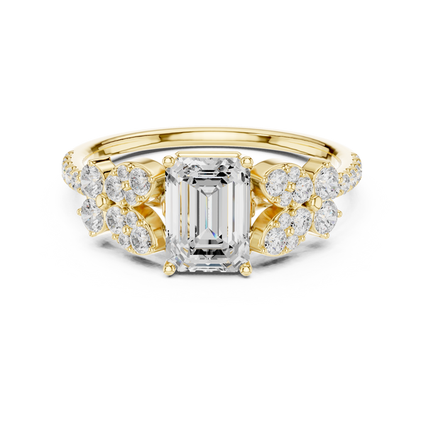 1 ct Emerald Cut & Round Diamond Lab Grown Diamond Ring