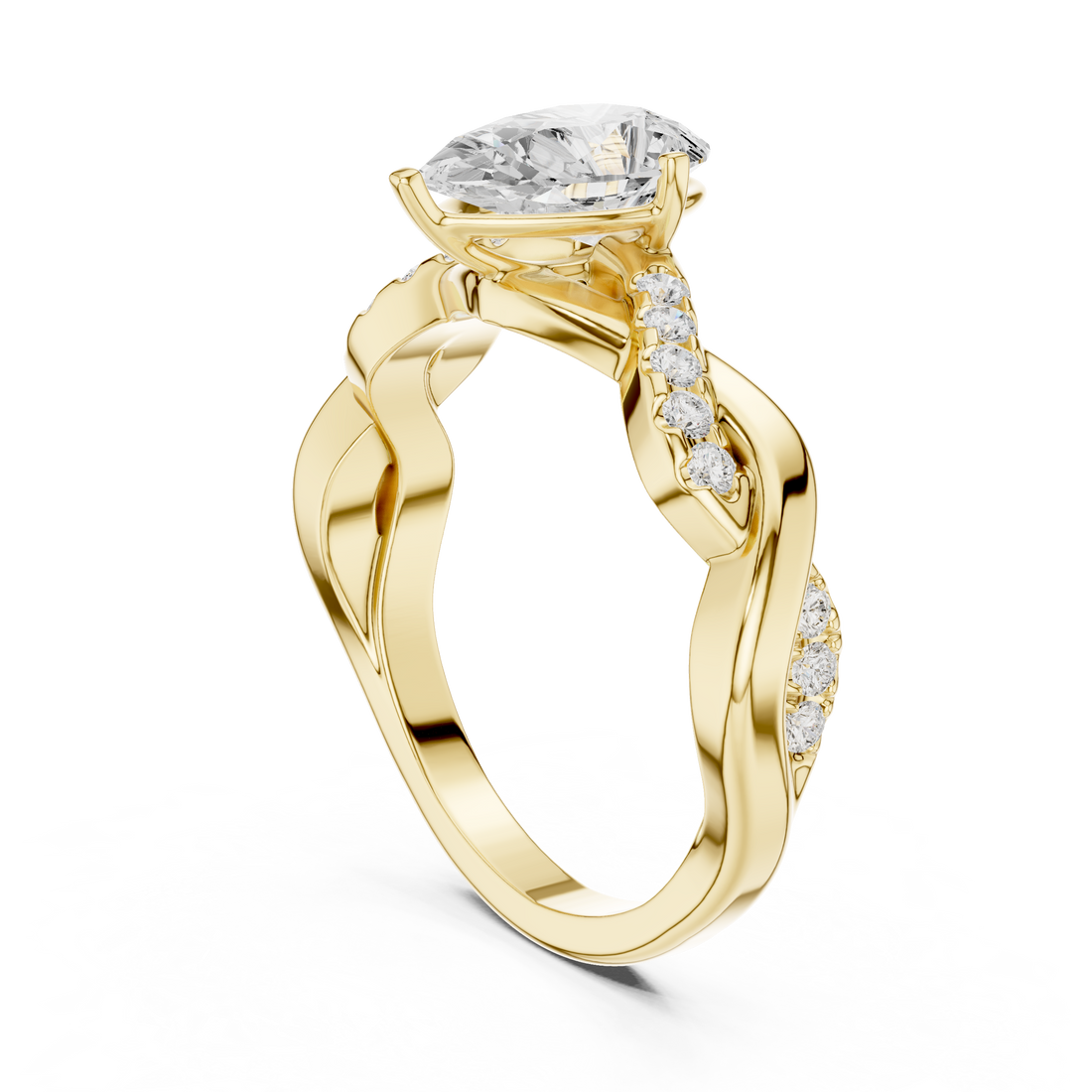 1 ct Pear Solitaire & Round Diamond Lab Grown Diamond Ring