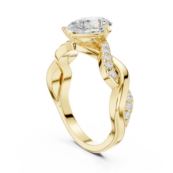 1 ct Pear Solitaire & Round Diamond Lab Grown Diamond Ring