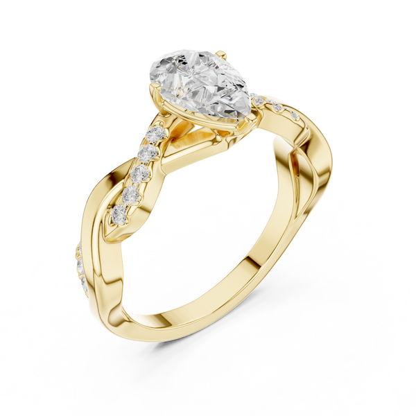 1 ct Pear Solitaire & Round Diamond Lab Grown Diamond Ring