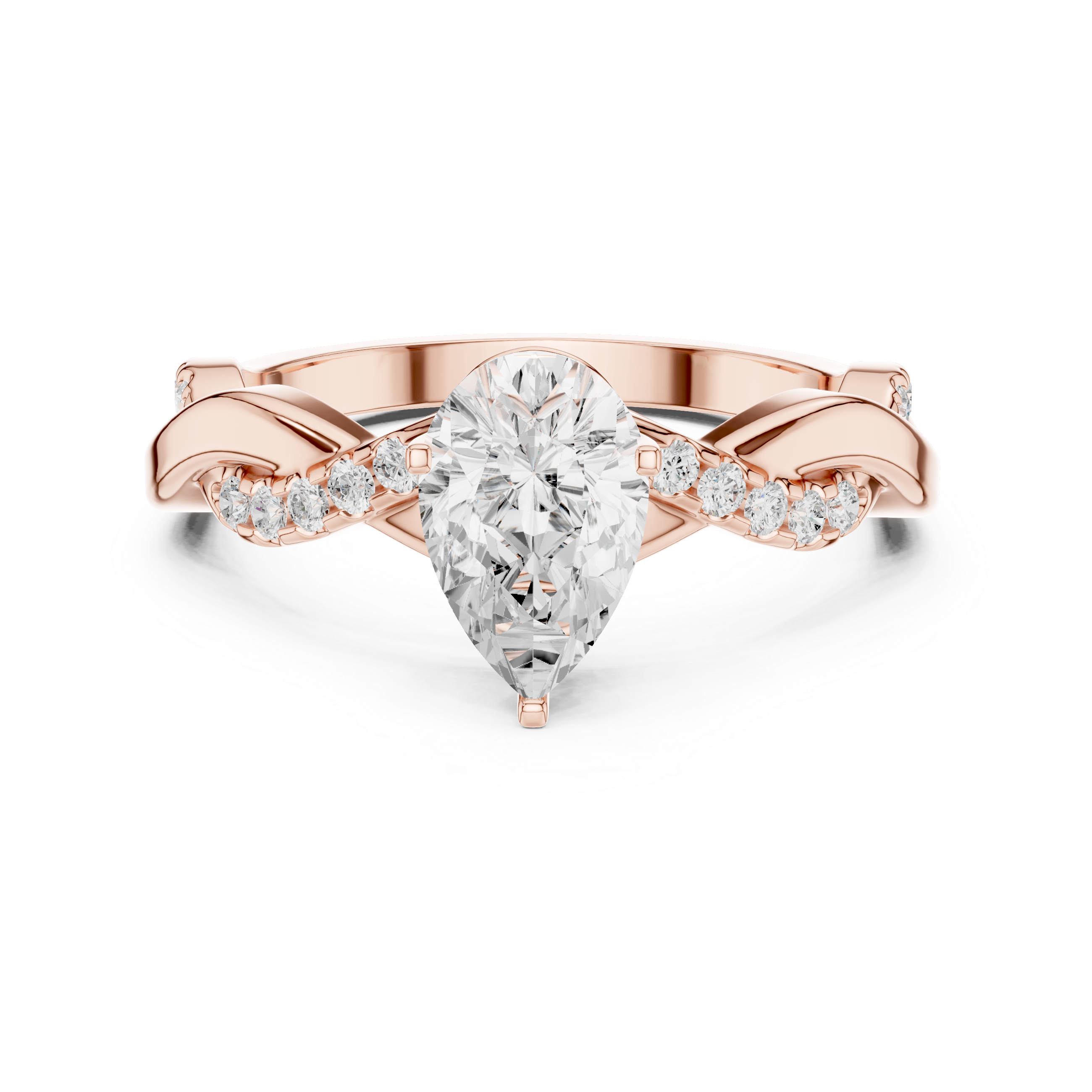 1 ct Pear Solitaire & Round Diamond Lab Grown Diamond Ring