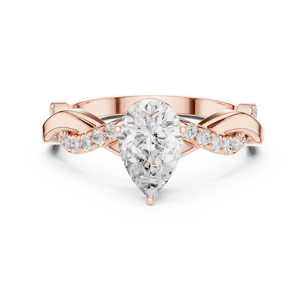 1 ct Pear Solitaire & Round Diamond Lab Grown Diamond Ring