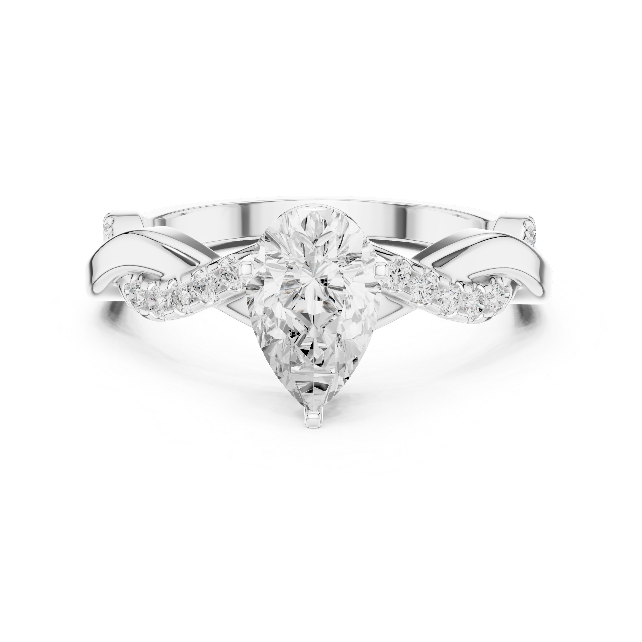 1 ct Pear Solitaire & Round Diamond Lab Grown Diamond Ring