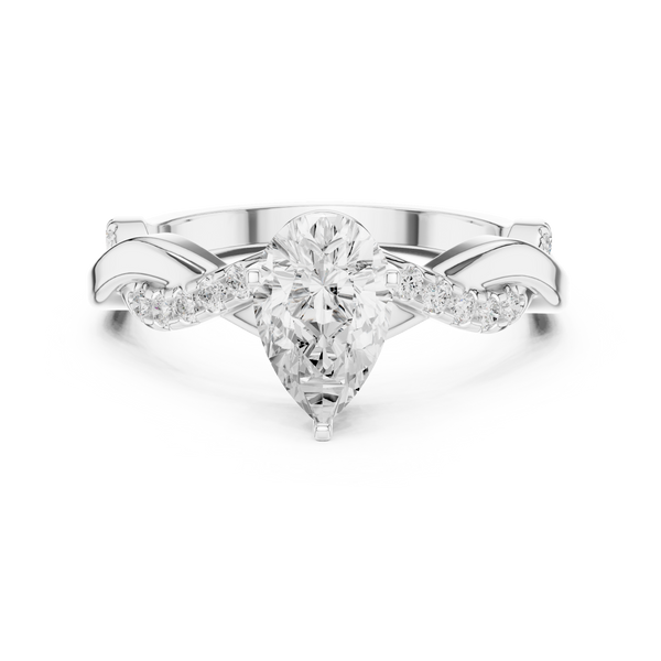 1 ct Pear Solitaire & Round Diamond Lab Grown Diamond Ring