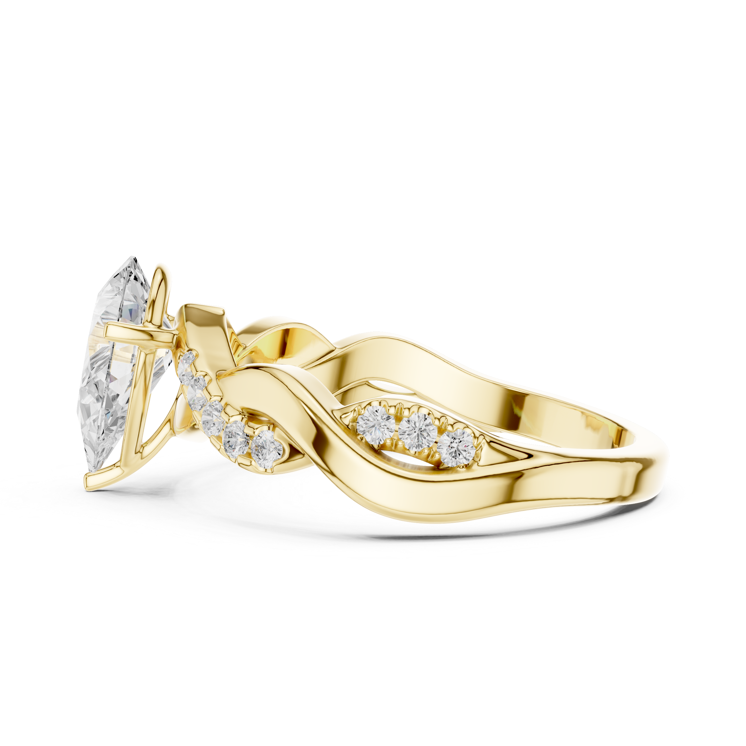 1 ct Pear Solitaire & Round Diamond Lab Grown Diamond Ring