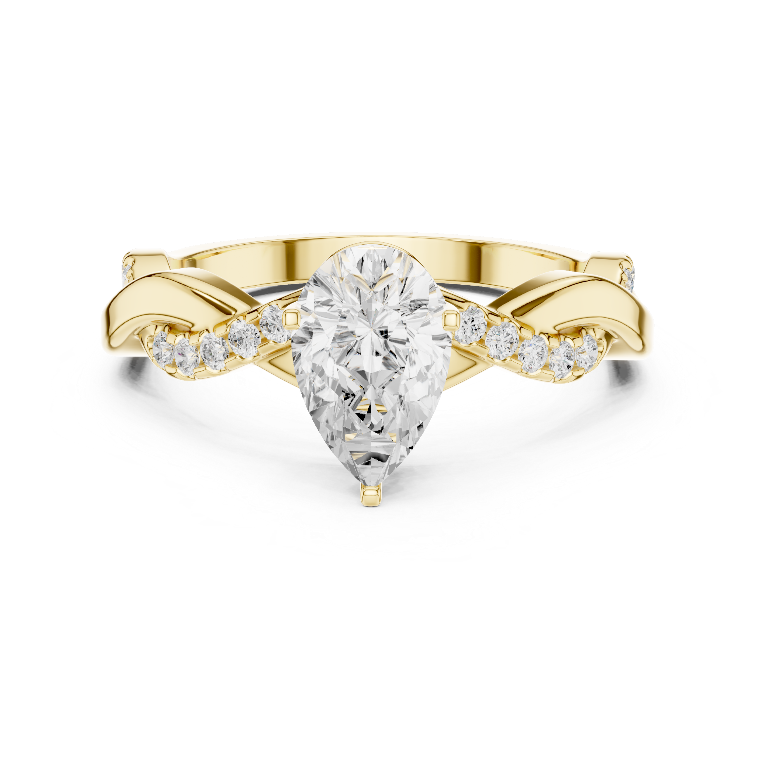 1 ct Pear Solitaire & Round Diamond Lab Grown Diamond Ring