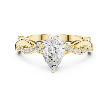 1 ct Pear Solitaire & Round Diamond Lab Grown Diamond Ring