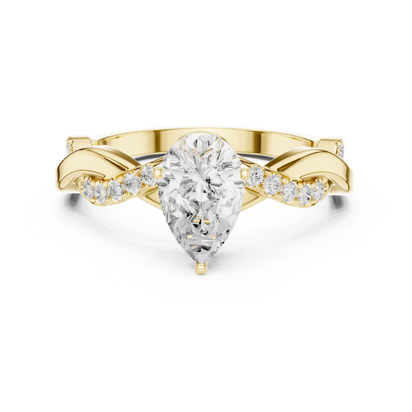1 ct Pear Solitaire & Round Diamond Lab Grown Diamond Ring