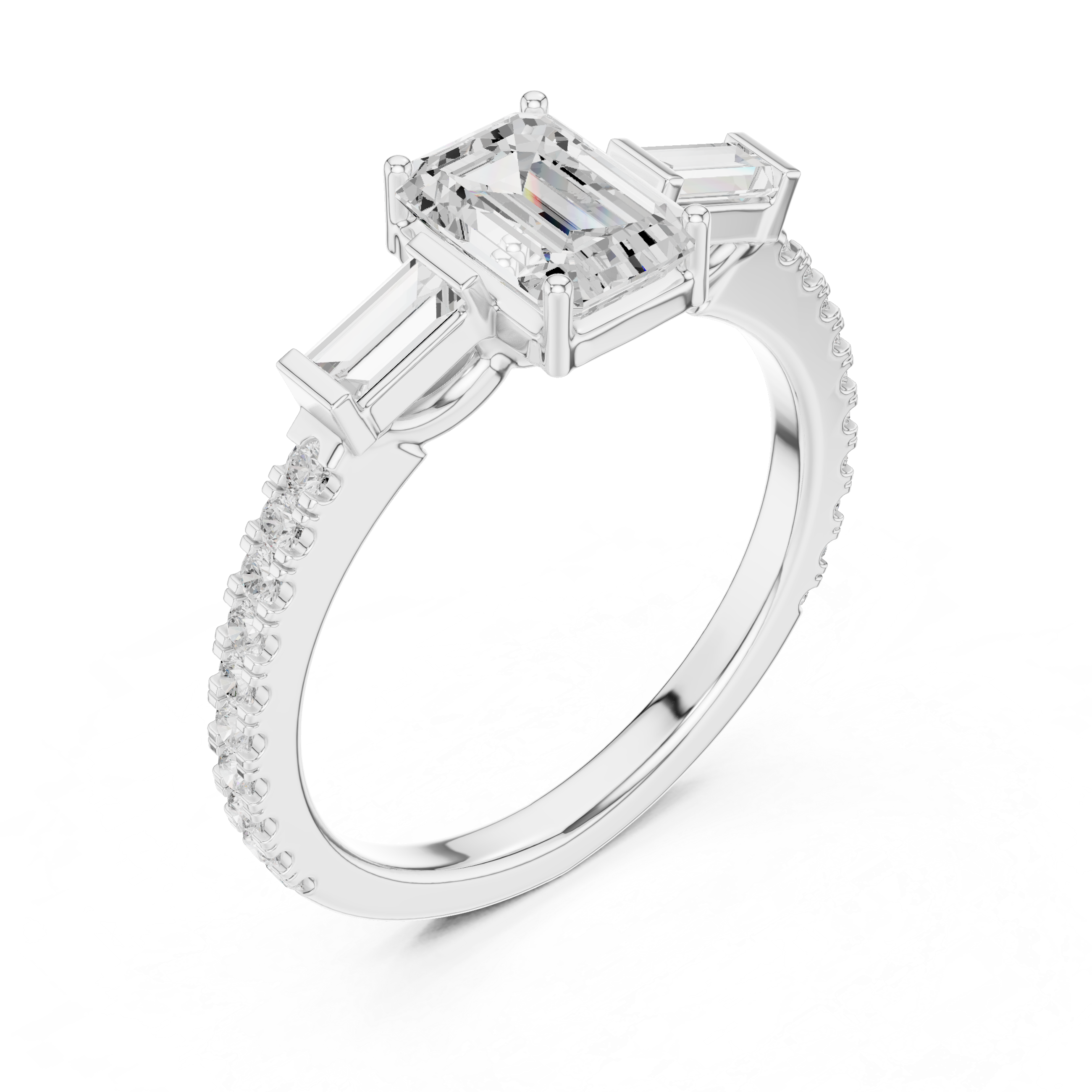 1 ct Emerald Cut Solitaire Lab Grown Diamond Ring