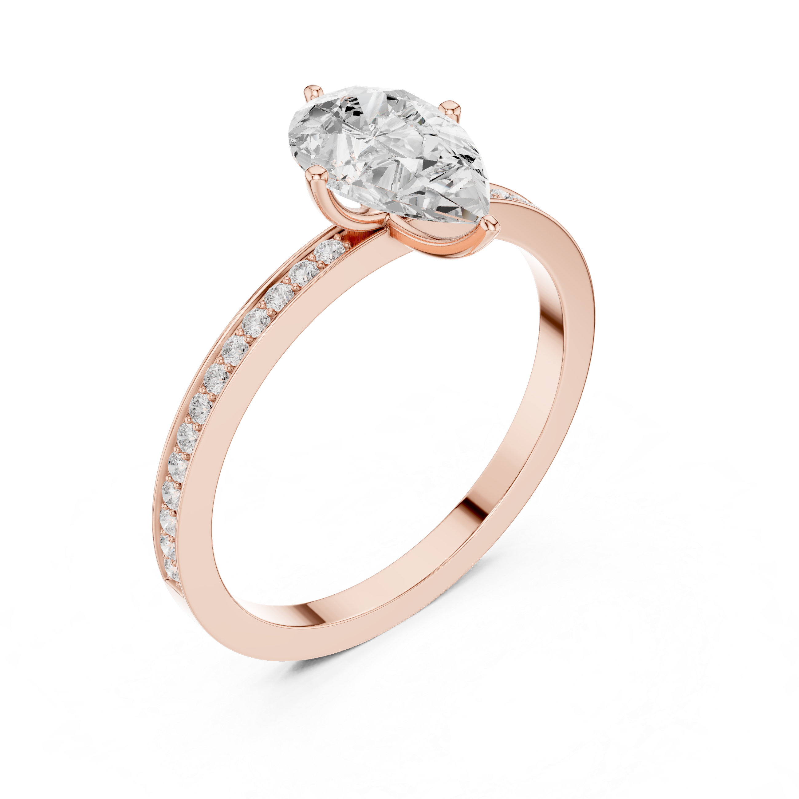 Exquisite 1 ct Pear Diamond Solitaire Lab Grown Diamond Ring