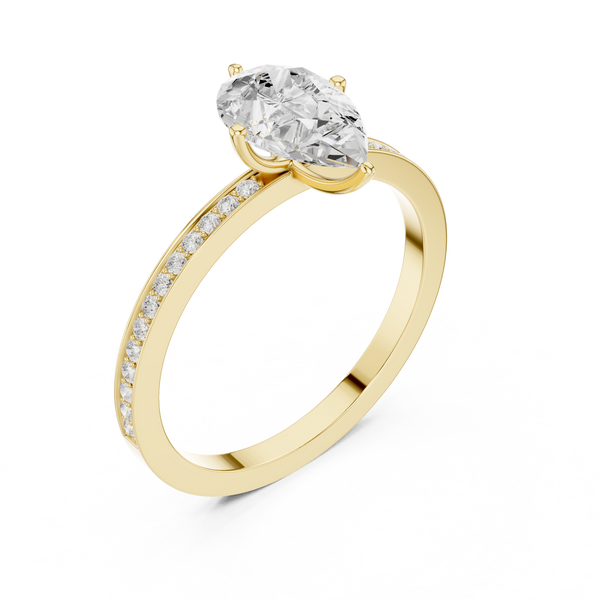Exquisite 1 ct Pear Diamond Solitaire Lab Grown Diamond Ring