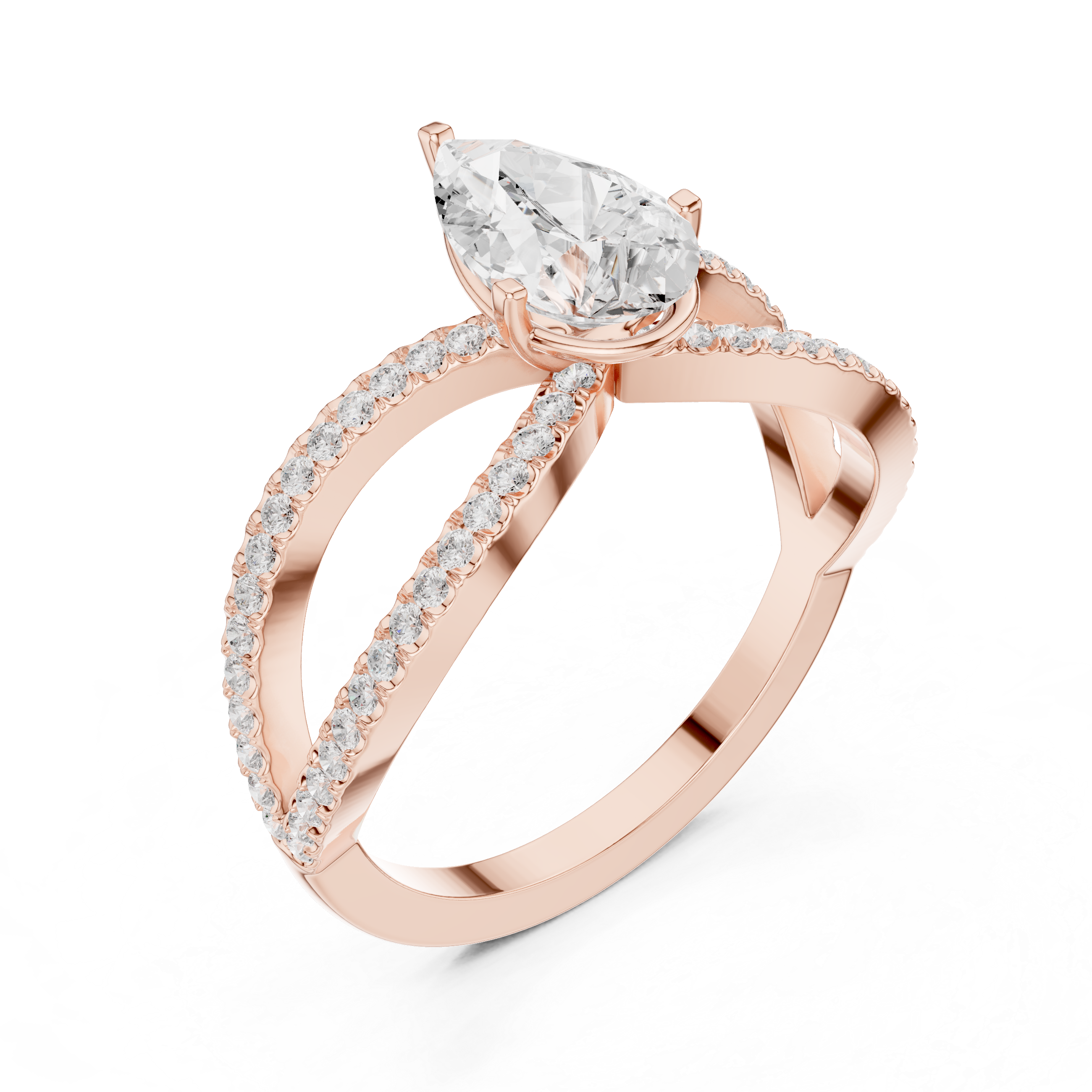 Graceful Pear Diamond Lab Grown Diamond Ring with Round Accents