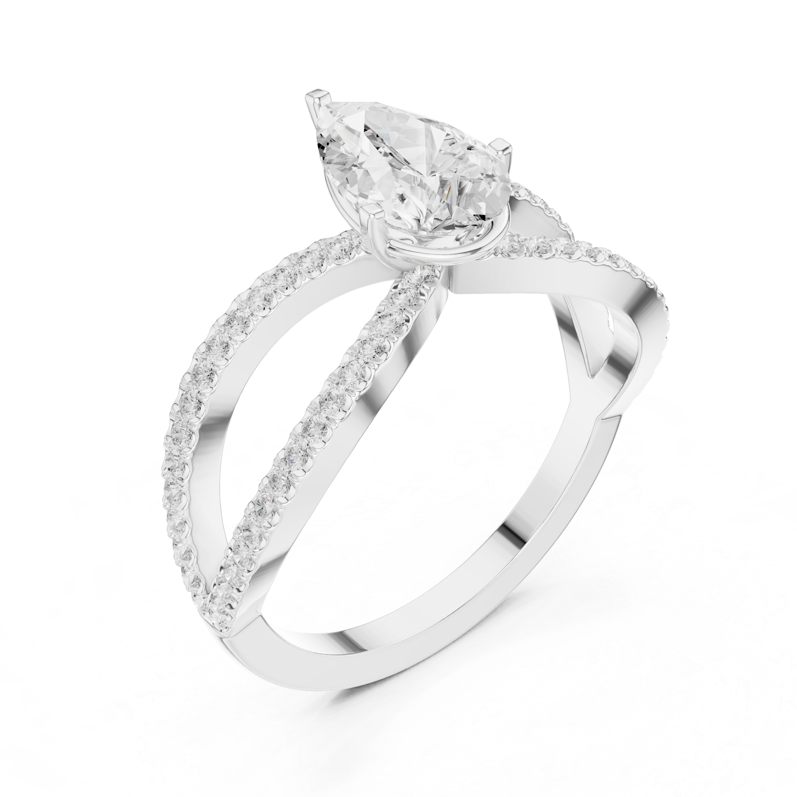 Graceful Pear Diamond Lab Grown Diamond Ring with Round Accents