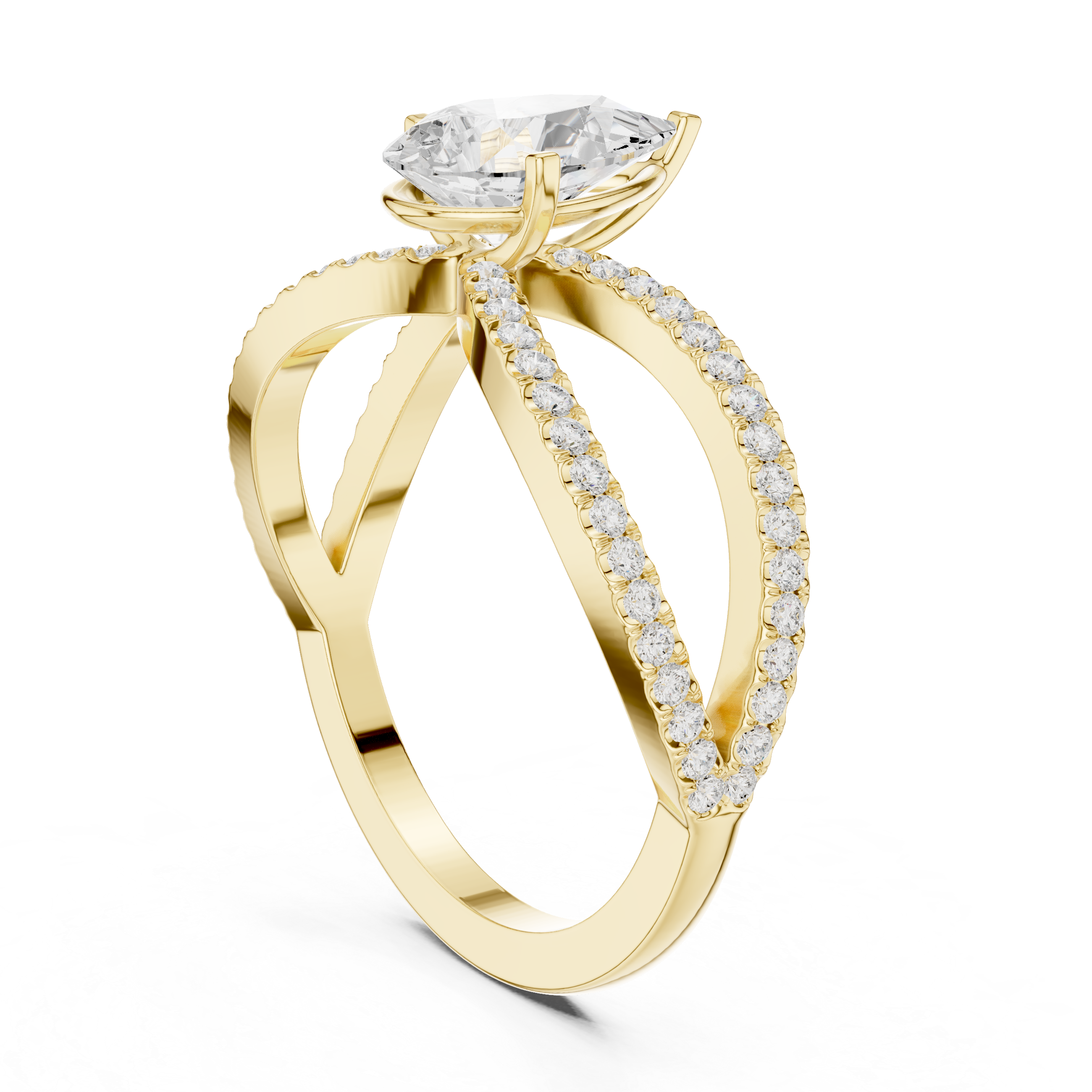 Graceful Pear Diamond Lab Grown Diamond Ring with Round Accents