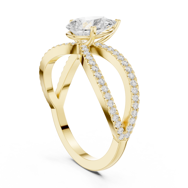 Graceful Pear Diamond Lab Grown Diamond Ring with Round Accents