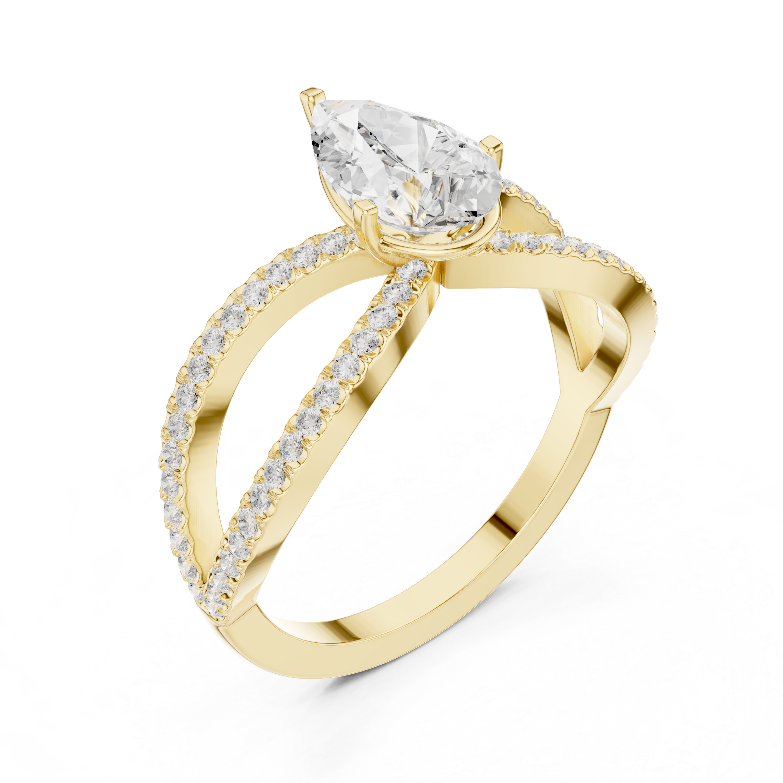 Graceful Pear Diamond Lab Grown Diamond Ring with Round Accents