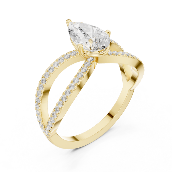 Graceful Pear Diamond Lab Grown Diamond Ring with Round Accents