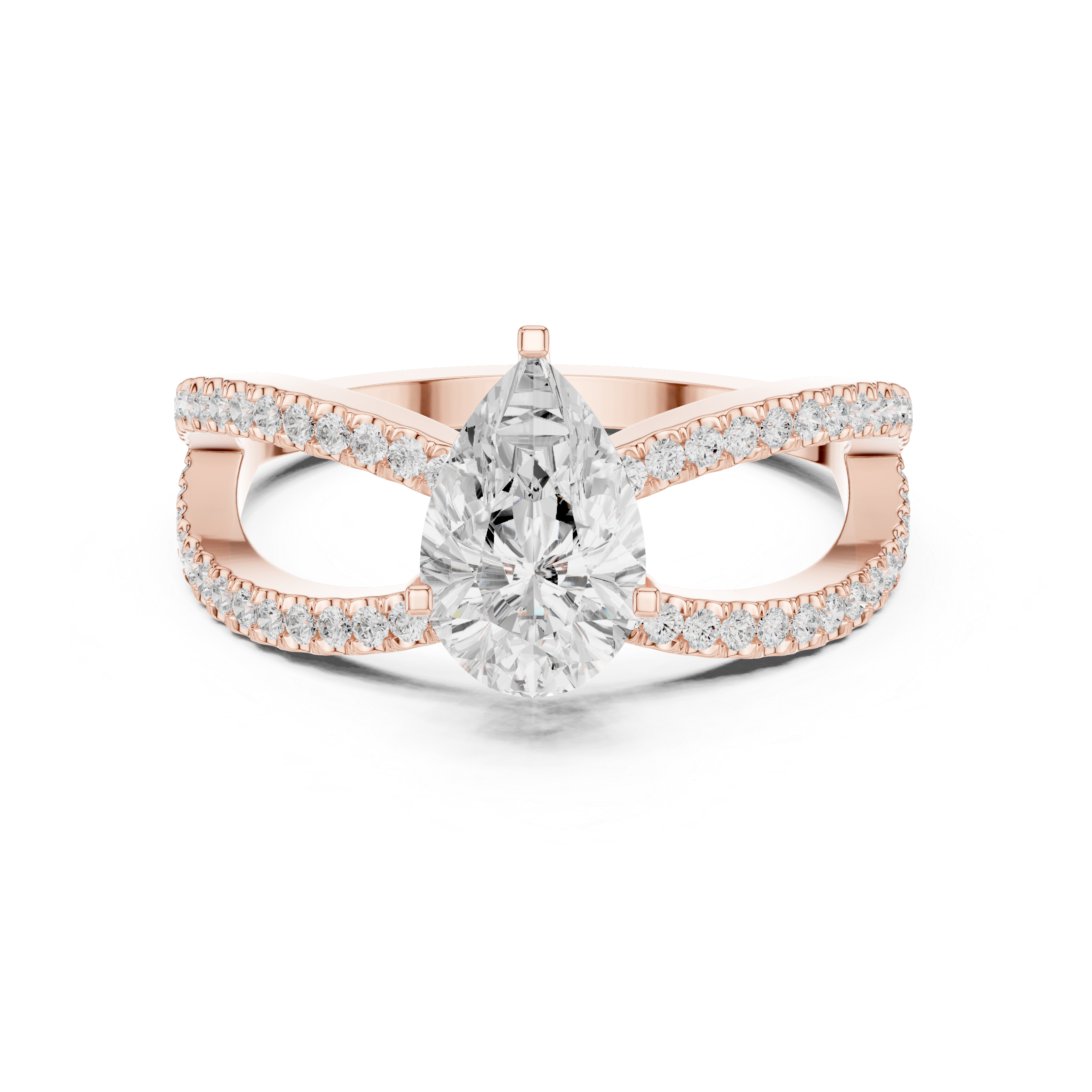 Graceful Pear Diamond Lab Grown Diamond Ring with Round Accents