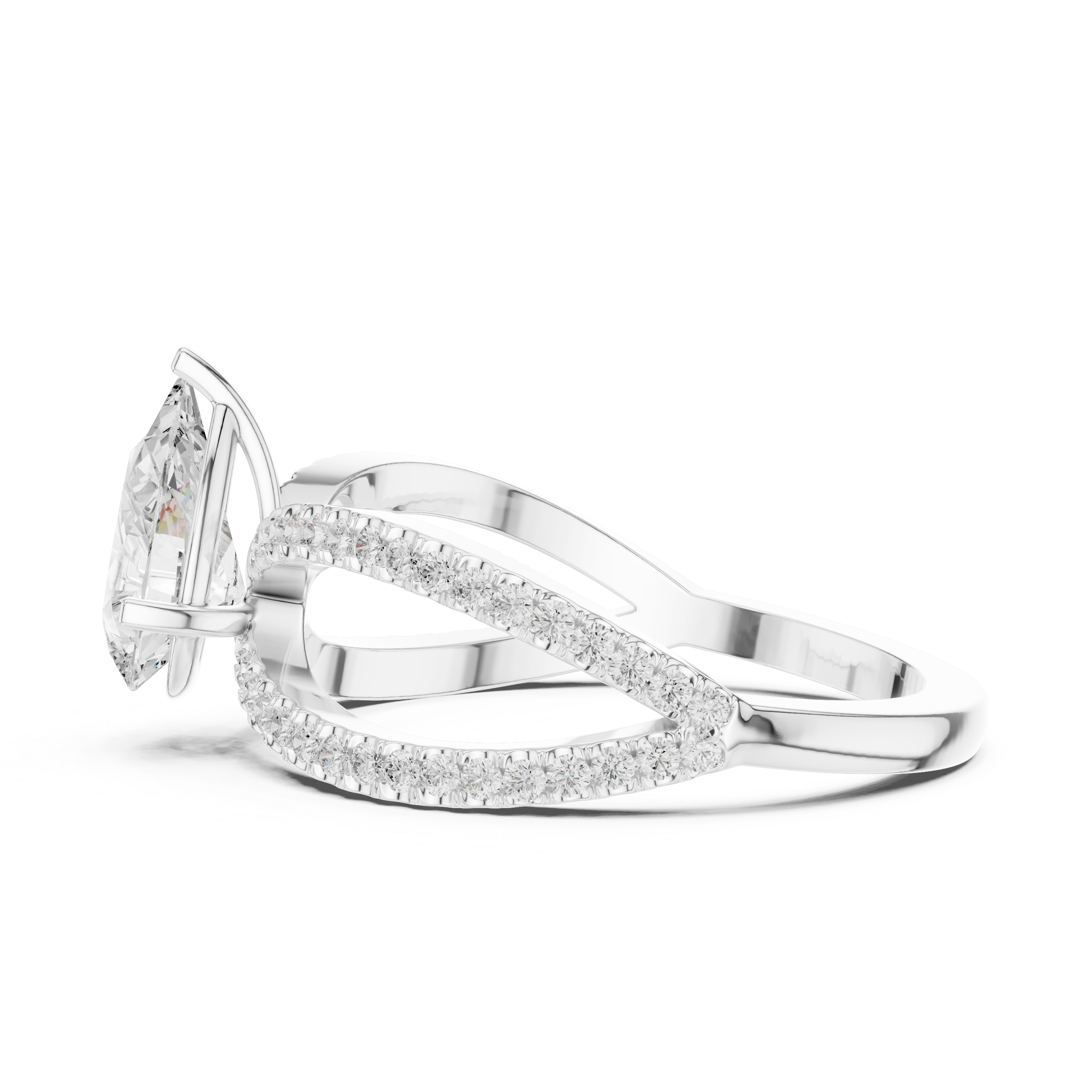 Graceful Pear Diamond Lab Grown Diamond Ring with Round Accents