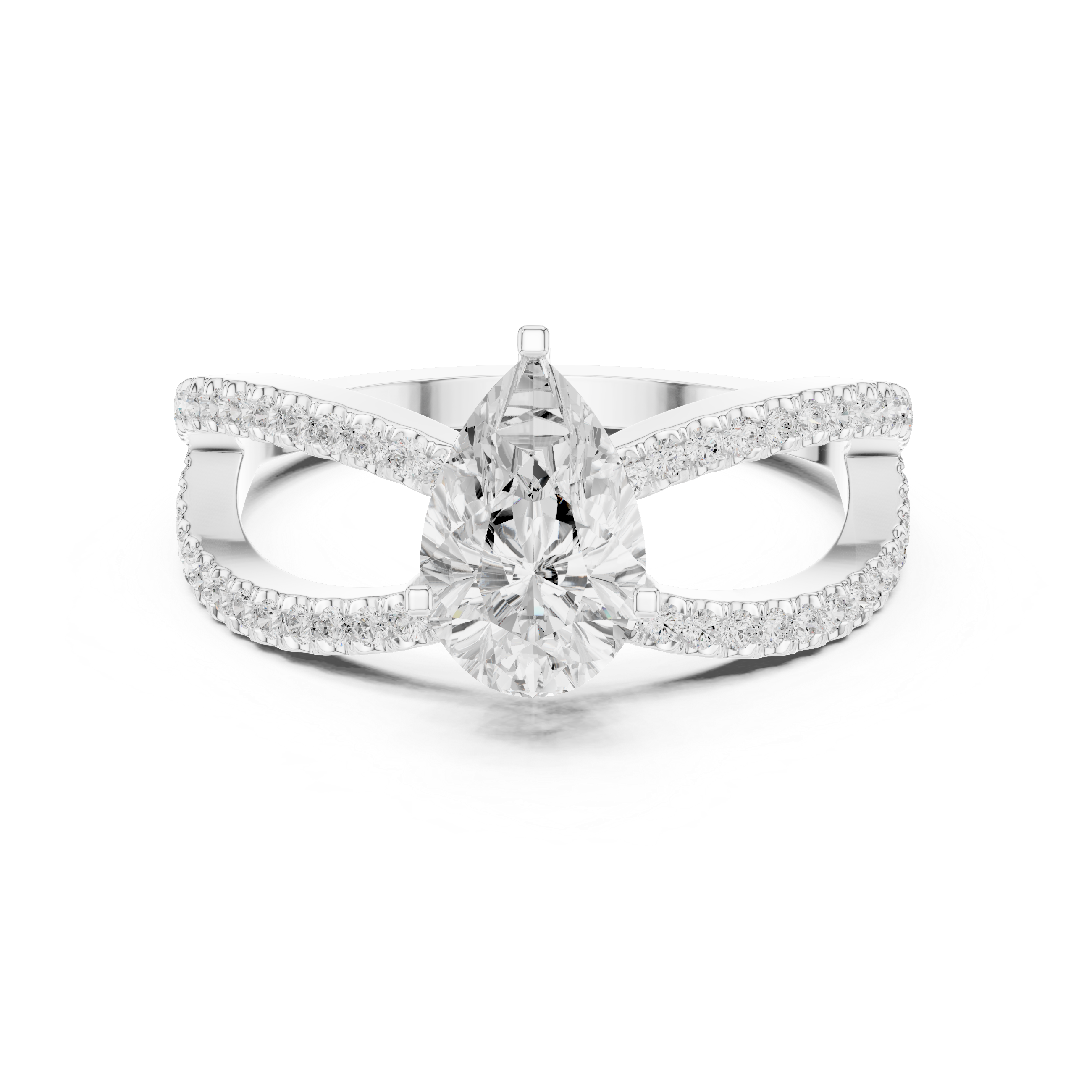 Graceful Pear Diamond Lab Grown Diamond Ring with Round Accents