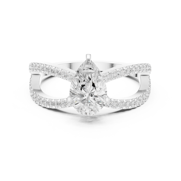 Graceful Pear Diamond Lab Grown Diamond Ring with Round Accents