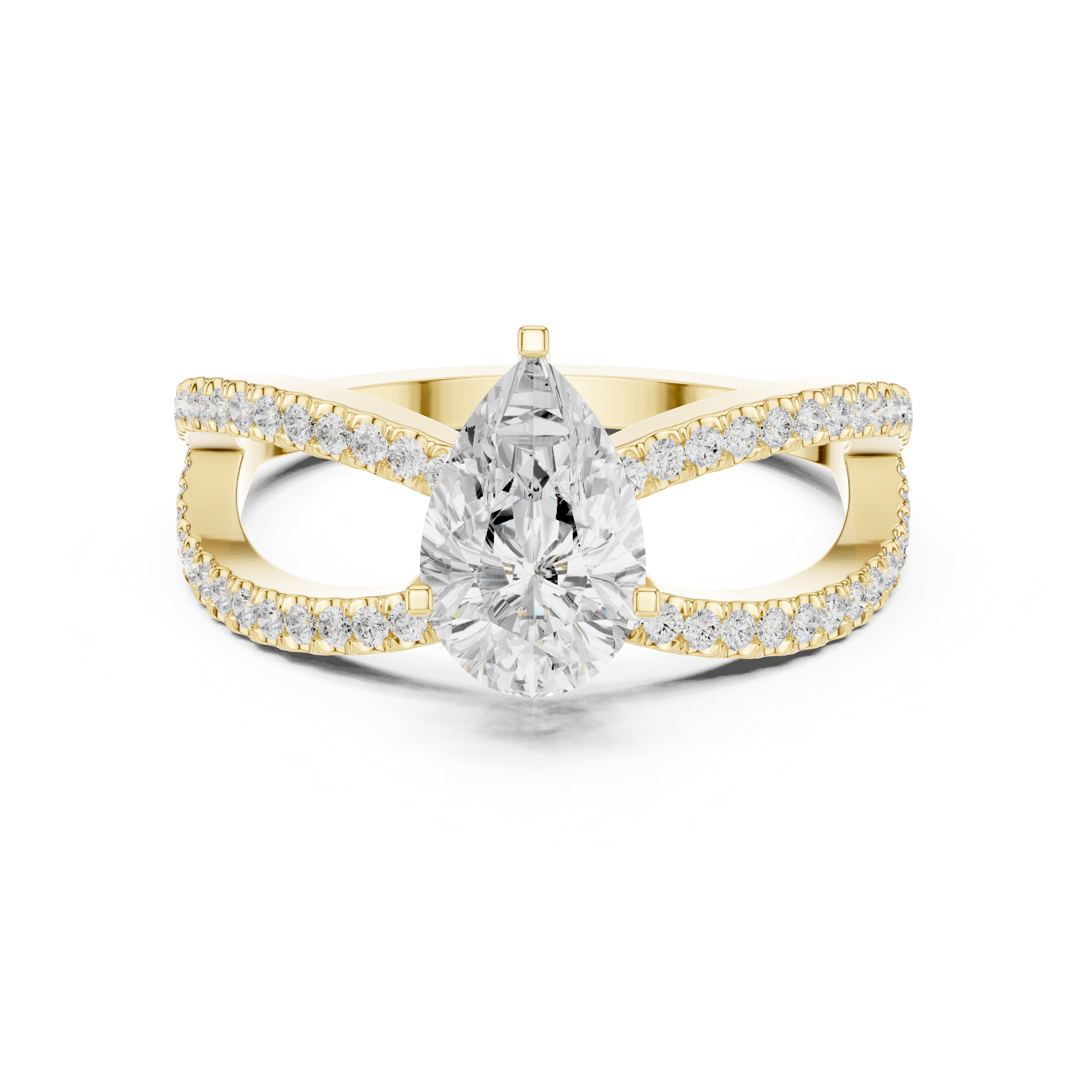 Graceful Pear Diamond Lab Grown Diamond Ring with Round Accents