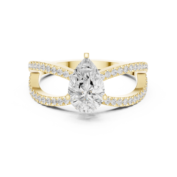 Graceful Pear Diamond Lab Grown Diamond Ring with Round Accents