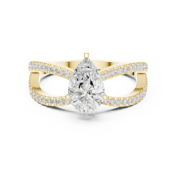 Graceful Pear Diamond Lab Grown Diamond Ring with Round Accents