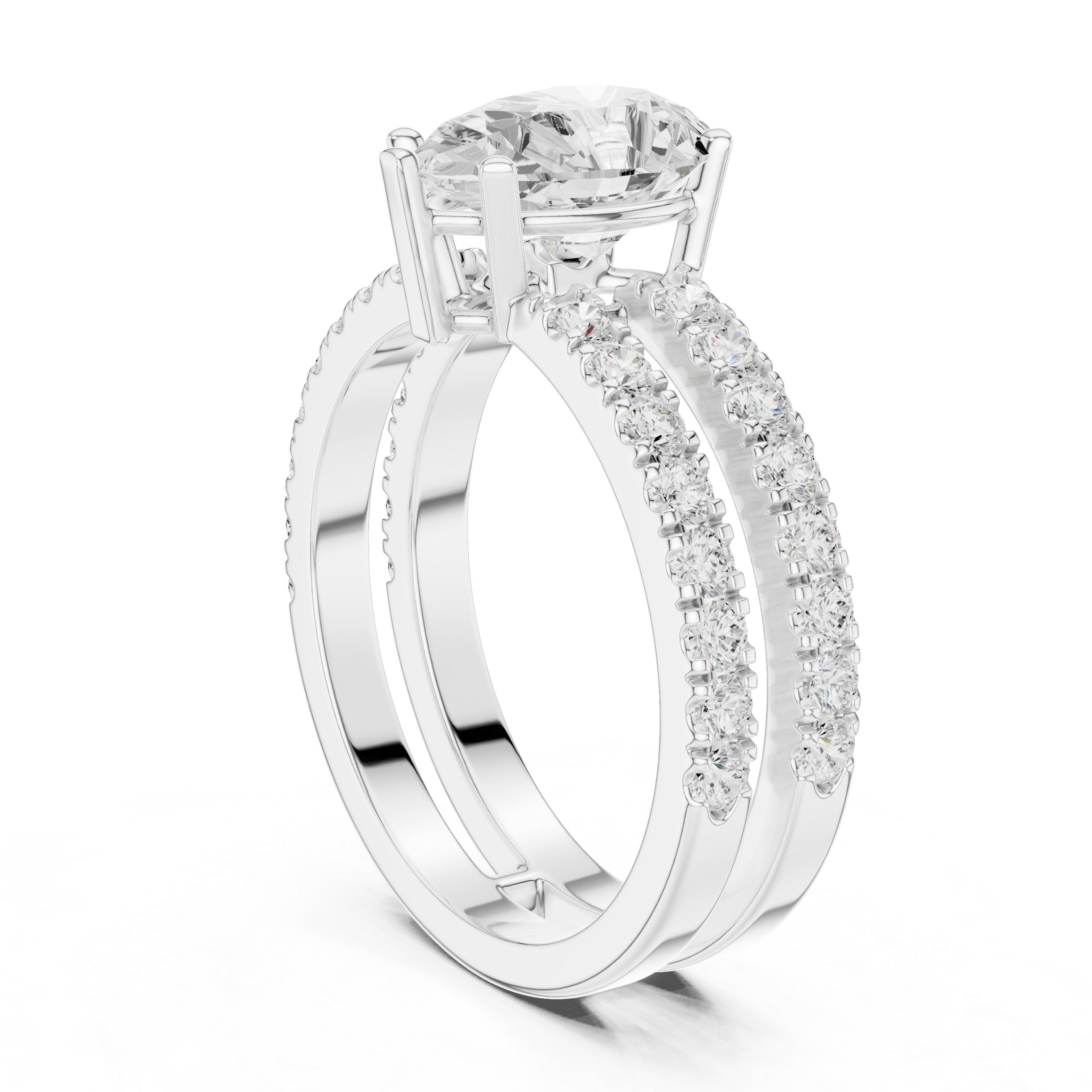 1 ct Pear Diamond & Round Brilliant Lab Grown Diamond Ring