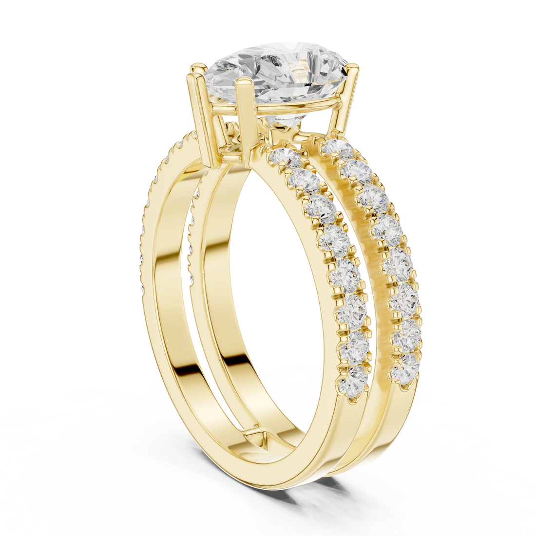 1 ct Pear Diamond & Round Brilliant Lab Grown Diamond Ring