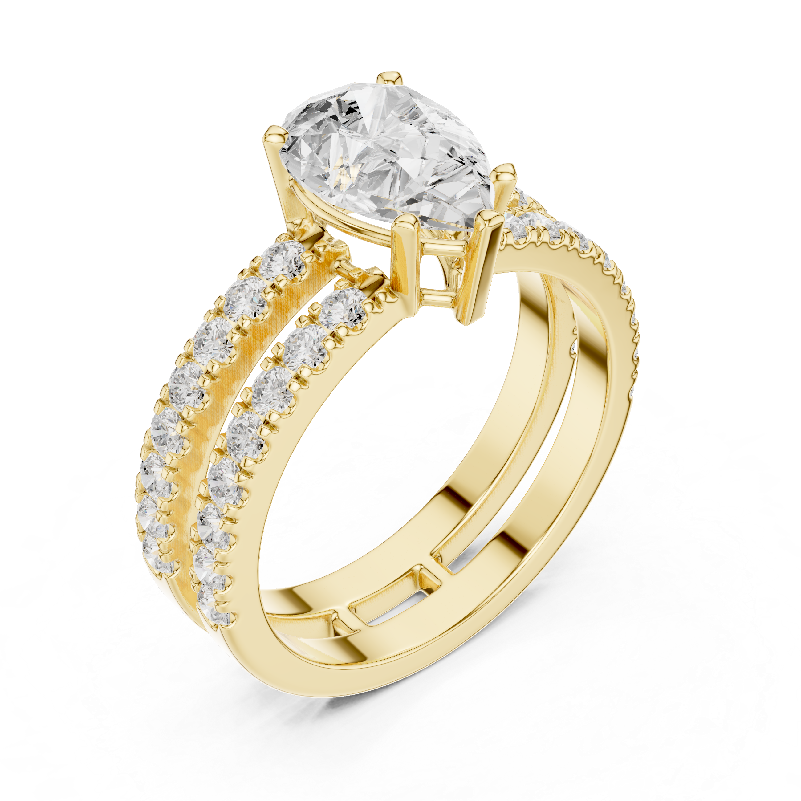 1 ct Pear Diamond & Round Brilliant Lab Grown Diamond Ring